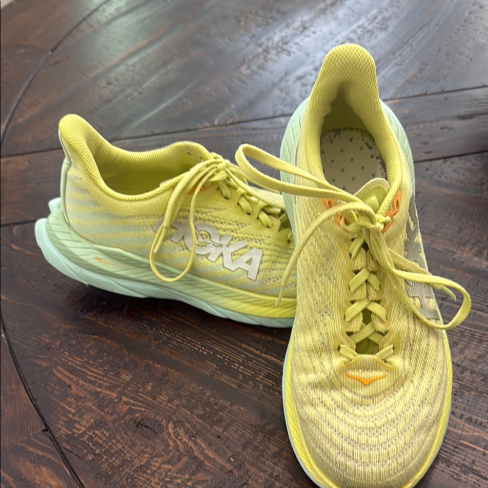 Hoka Yellow Athletic Running Shoes with Cushioned Support